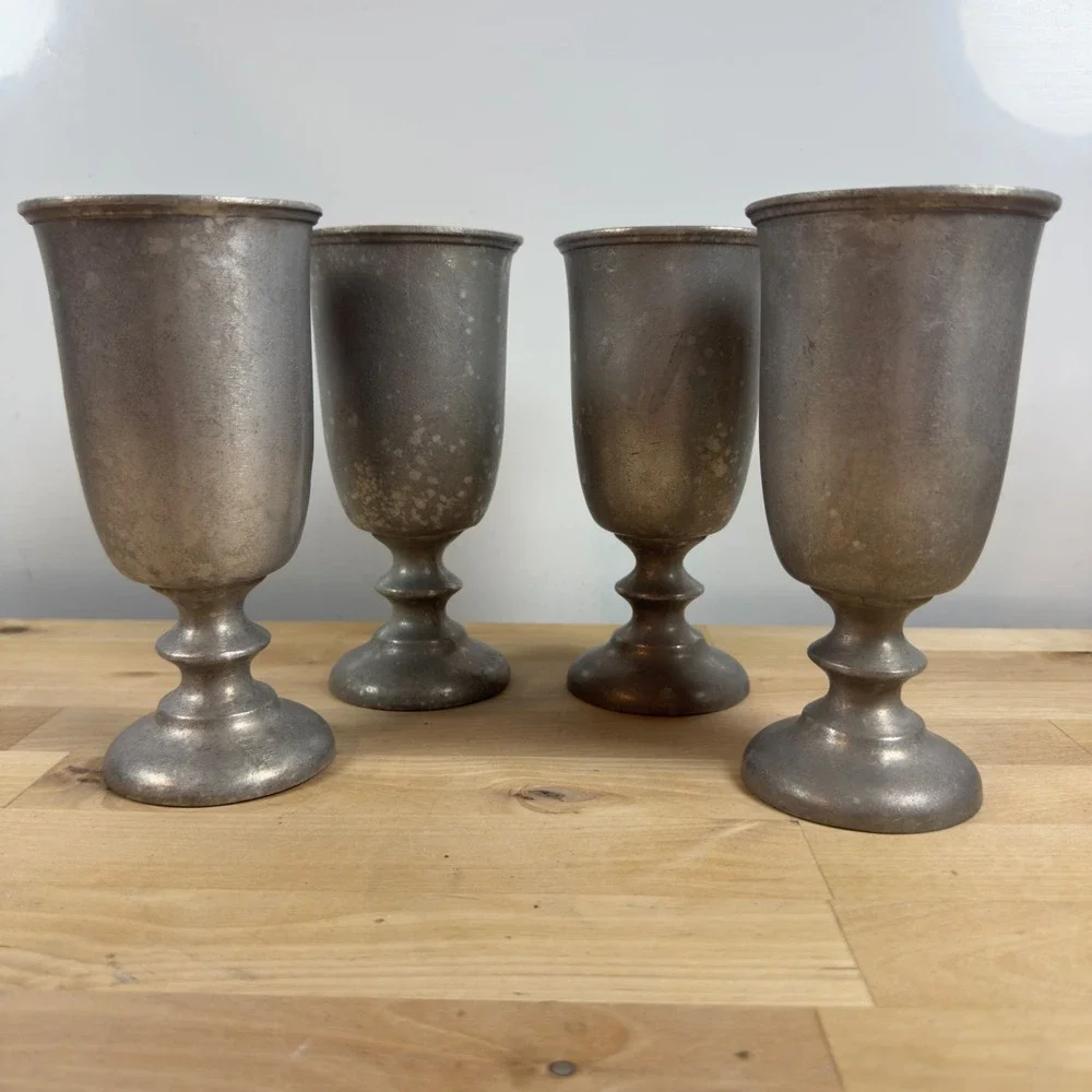 Vintage Wilton RWP Pewter Goblets Set of 4 Silver Metal Chalices